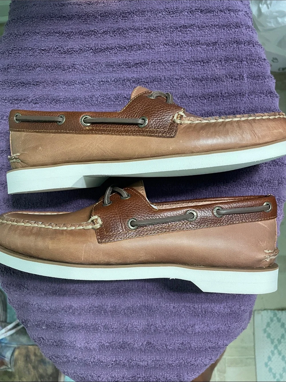 BRAND NEW! Sperry Men's Two-Tone Brown Leather Boat Shoes